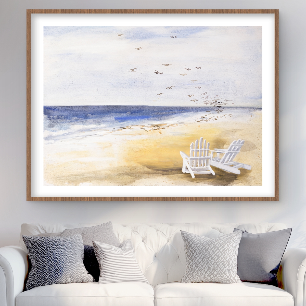 C1FM3648QWIC00 36 x 48 in. Day At the Beach - Framed Matted Print for Living Room Decor