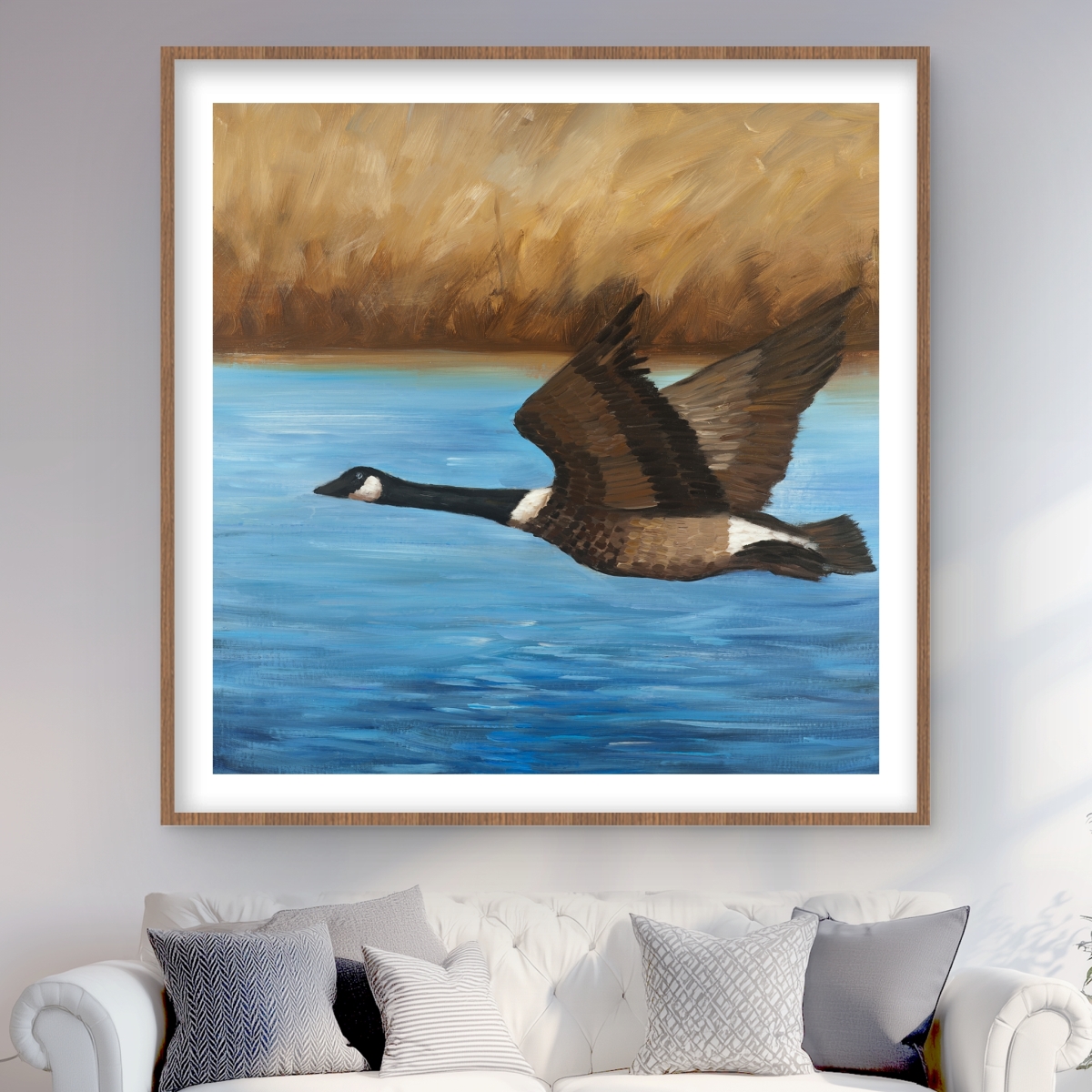 C1FM48480I37BH 48 x 48 in. Canada Goose Brown Rustic Framed Matted Print - Home Decor