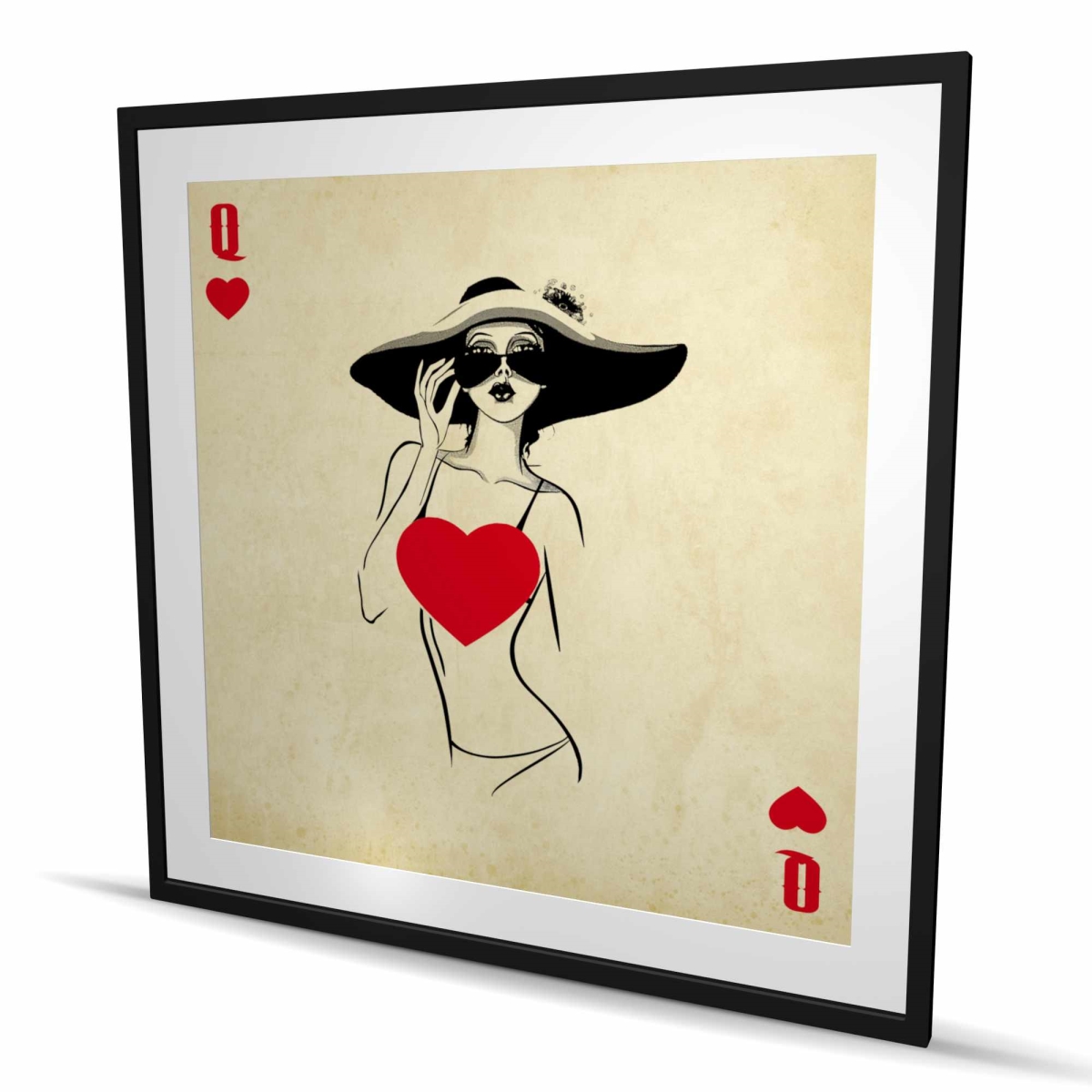 C1FM48486Y12OW 48 x 48 in. Queen of Hearts Vintage Framed Print - Home Decor Art