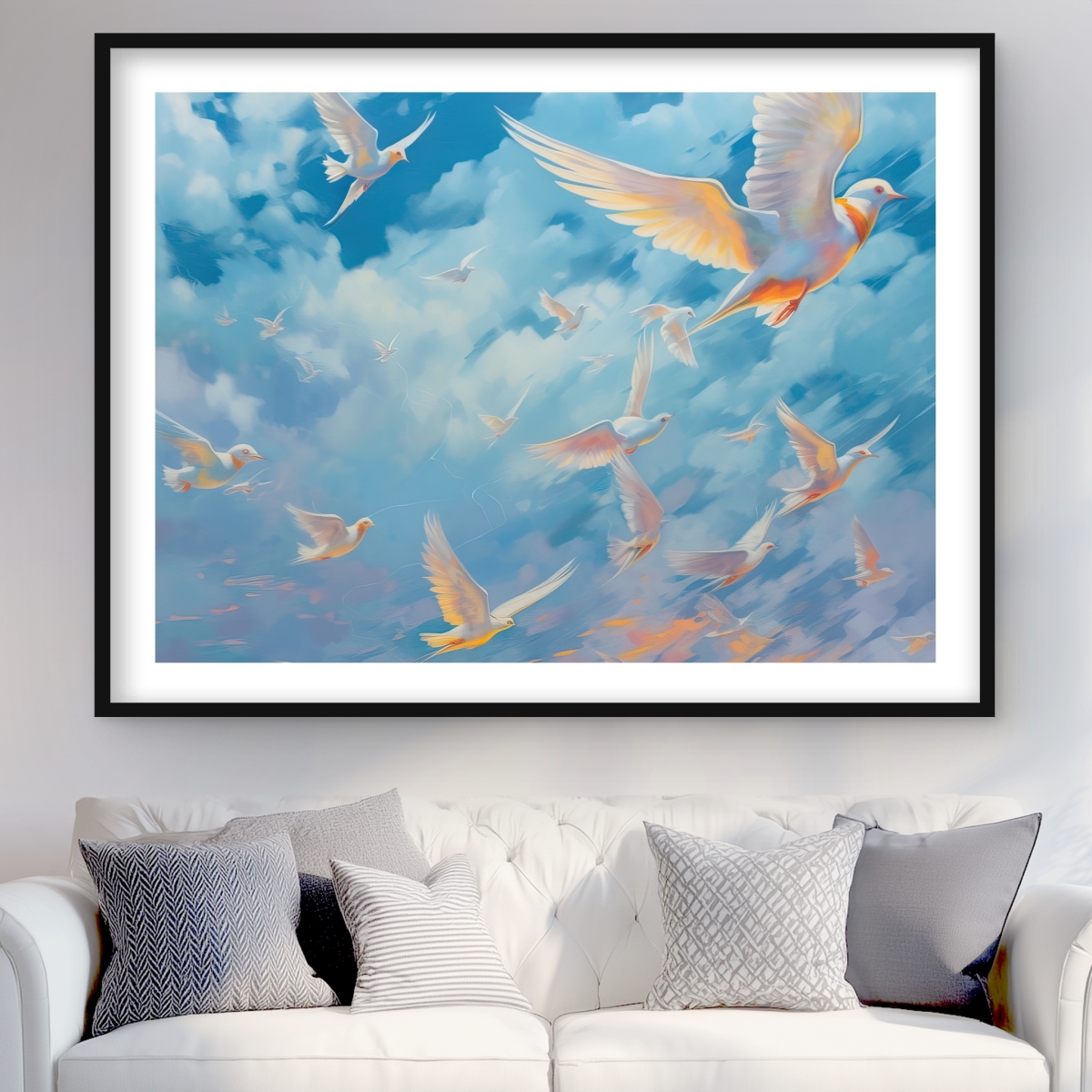 C1FM3648V9AC9K 36 x 48 in. The Flight - Modern Framed Matted Print for Bathroom Decor