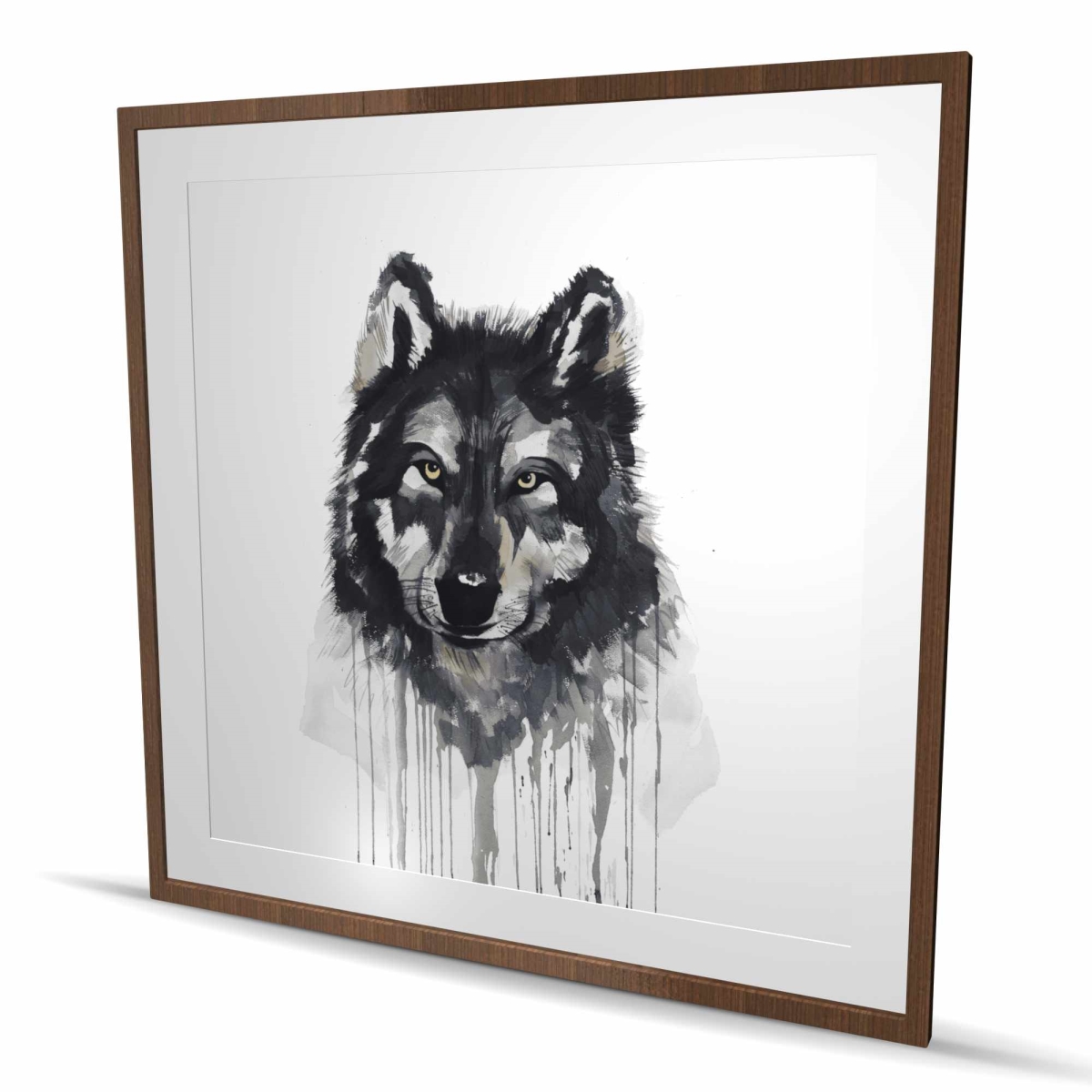 C1FM4848JB0JSY 48 x 48 in. Mysterious Wolve - Framed Matted Print for Home Decor