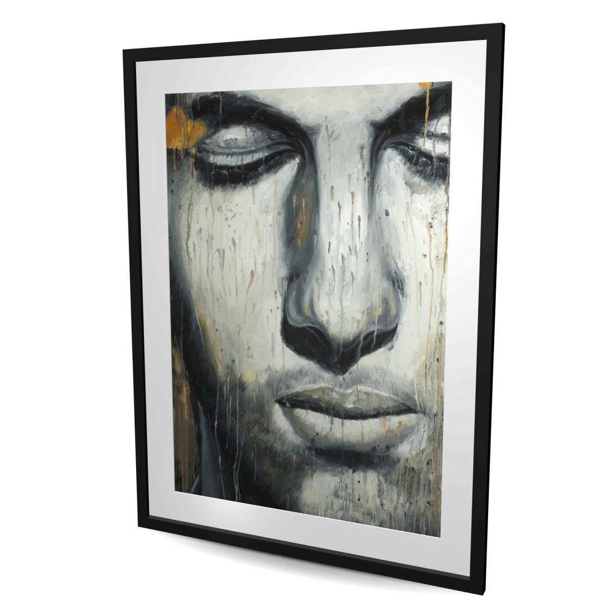 C1FM3648ZV0PRO 36 x 48 in. Abstract Man Face - Modern Framed Matted Print - Home Decor