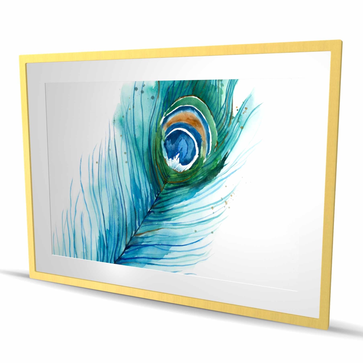 C1FM3648YKB2YN 36 x 48 in. Long Peacock Feather - Bird Illustrative Framed Print Decor