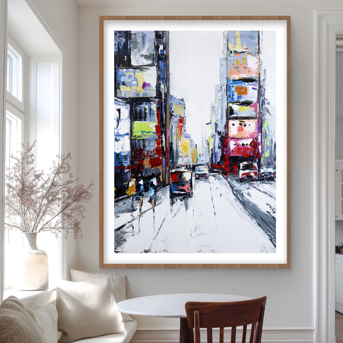 C1FM3648YVVE9F 36 x 48 in. Time Square - Red Framed Matted Print for Home Decor