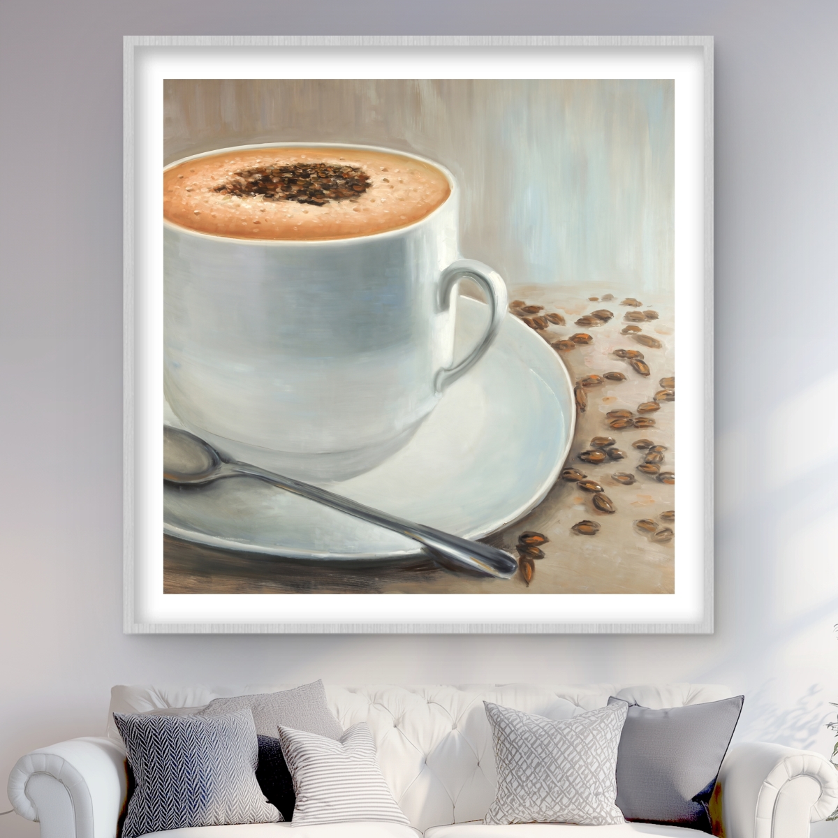 C1FM48481KFDVP 48 x 48 in. Cappuccino Time - Gastronomy Kitchen Framed Matted Print