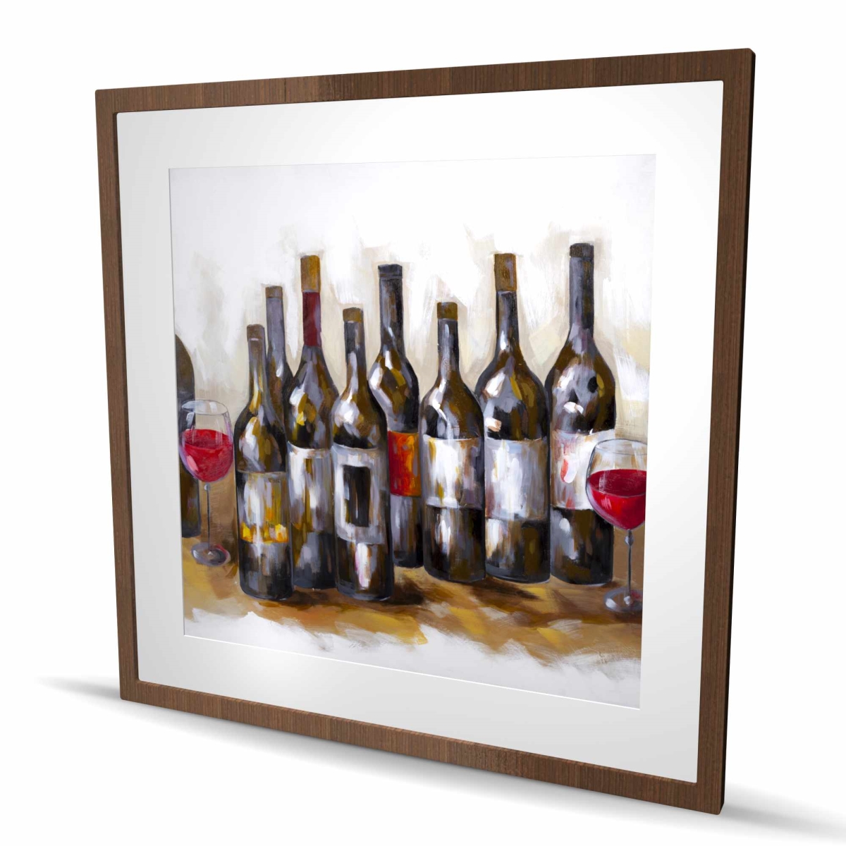C1FM3636U11UMK 36 x 36 in. Red Wine Bottles - Beige Still Life Framed Matted Print