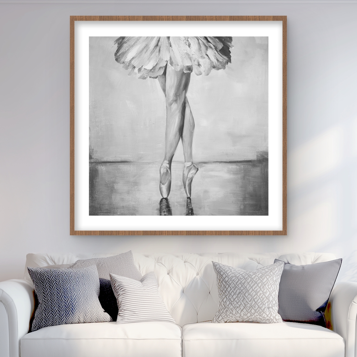 C1FM3636WBD7JB 36 x 36 in. Ballet Classic Steps - Monochrome Framed Matted Print Decor
