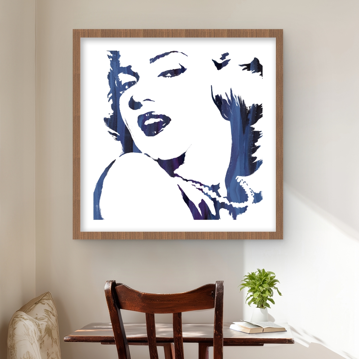 C1FM2424IMBPLA 24 x 24 in. Marilyn Monroe in Blue - Framed Matted Print for Home Decor