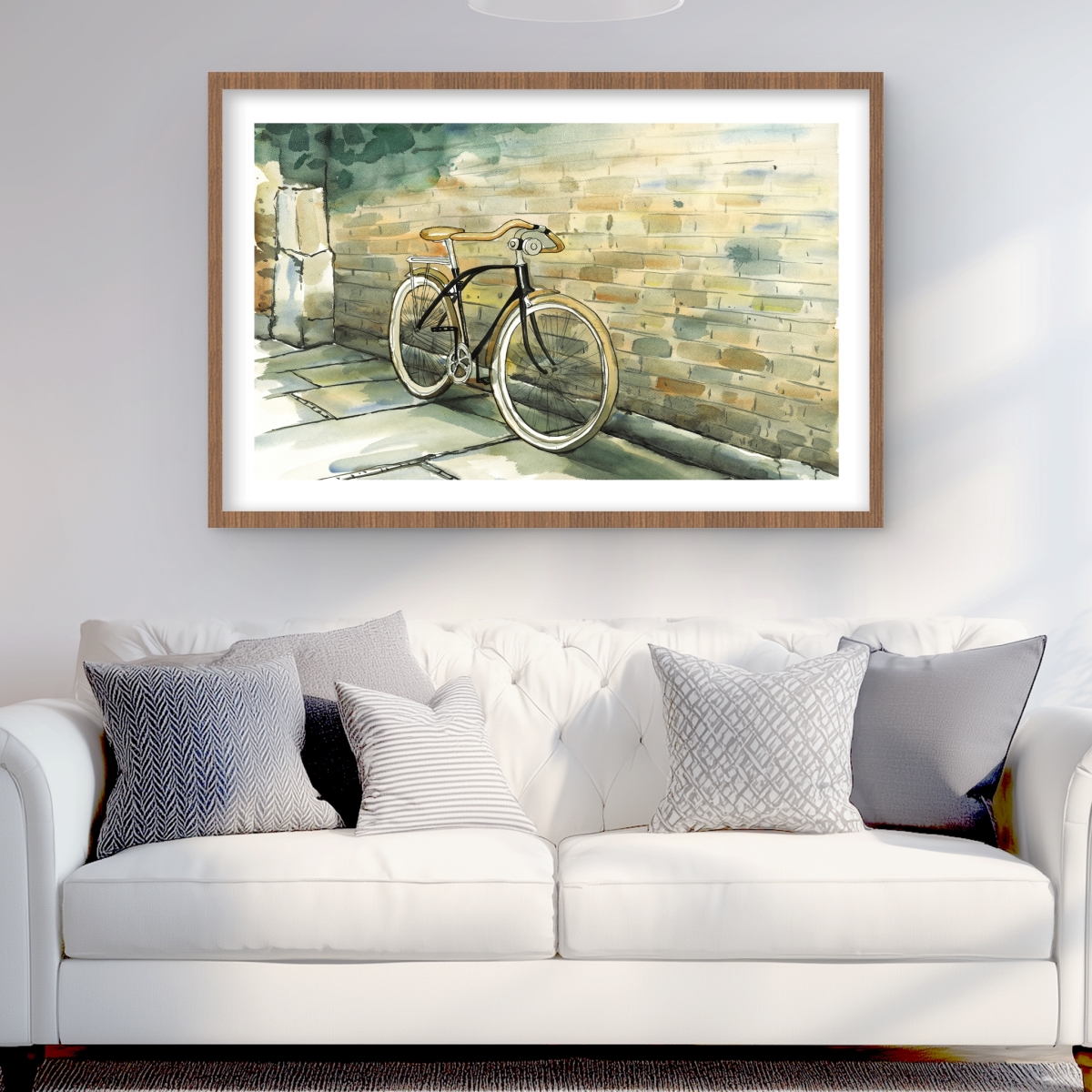 C1FM2436LZ95W4 24 x 36 in. Old Urban Bicycle - Kitchen Trees Framed Matted Print Decor