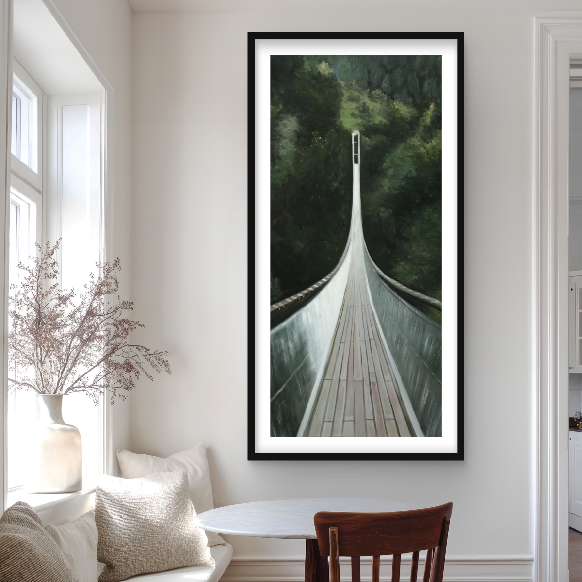 C1FM2448RS95B8 24 x 48 in. Steep Bridge - Modern Framed Matted Print for Home Decor