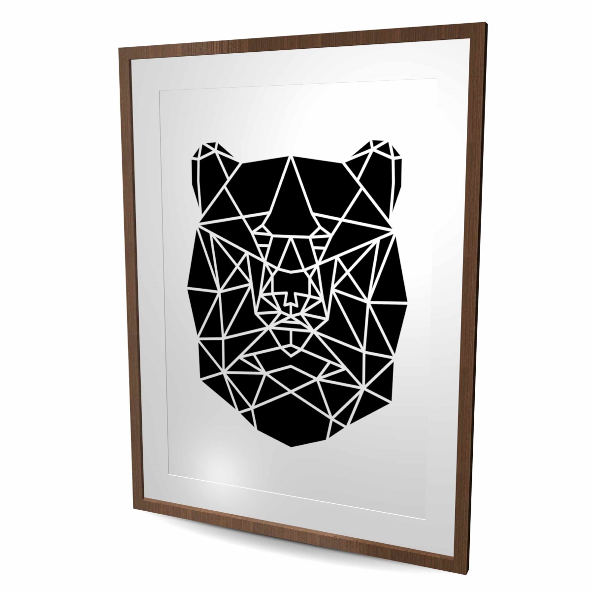 C1FM36480WSGEI 36 x 48 in. Geometric Bear Head Print - Black & White Framed Decor
