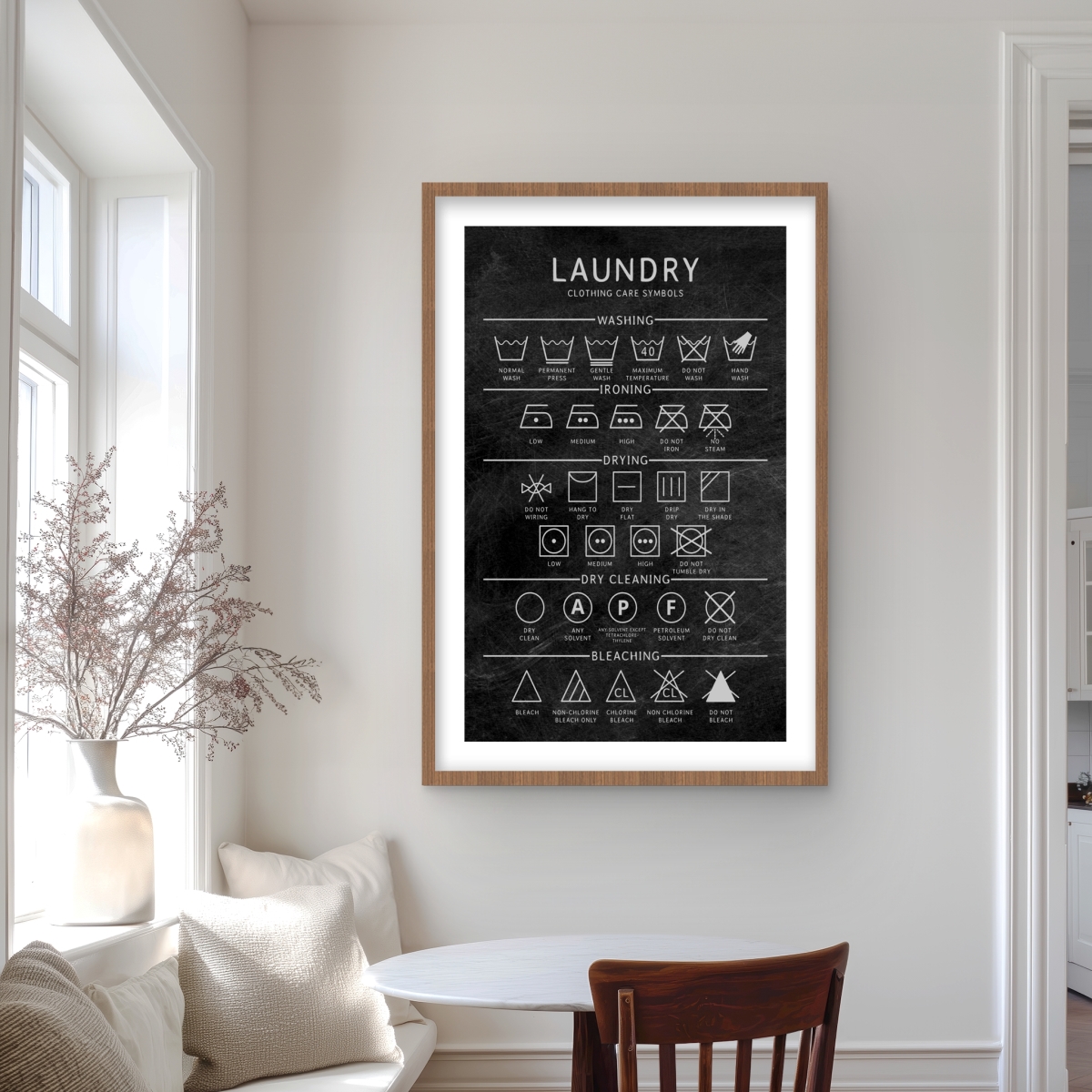 C1FM2436F8PNVR 24 x 36 in. Laundry - Monochrome Bathroom Framed Matted Print Decor