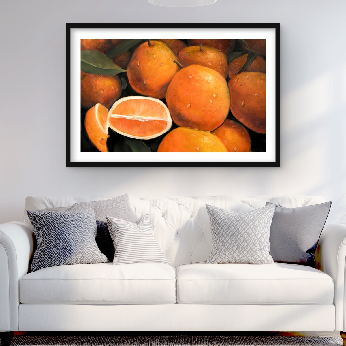C1FM2436FIHOY3 24 x 36 in. Fresh Oranges Still Life Framed Matted Print for Home Decor