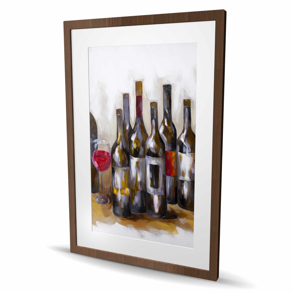 C1FM2436PL7LGQ 24 x 36 in. Red Kitchen Framed Matted Print - Red Wine Bottles Decor