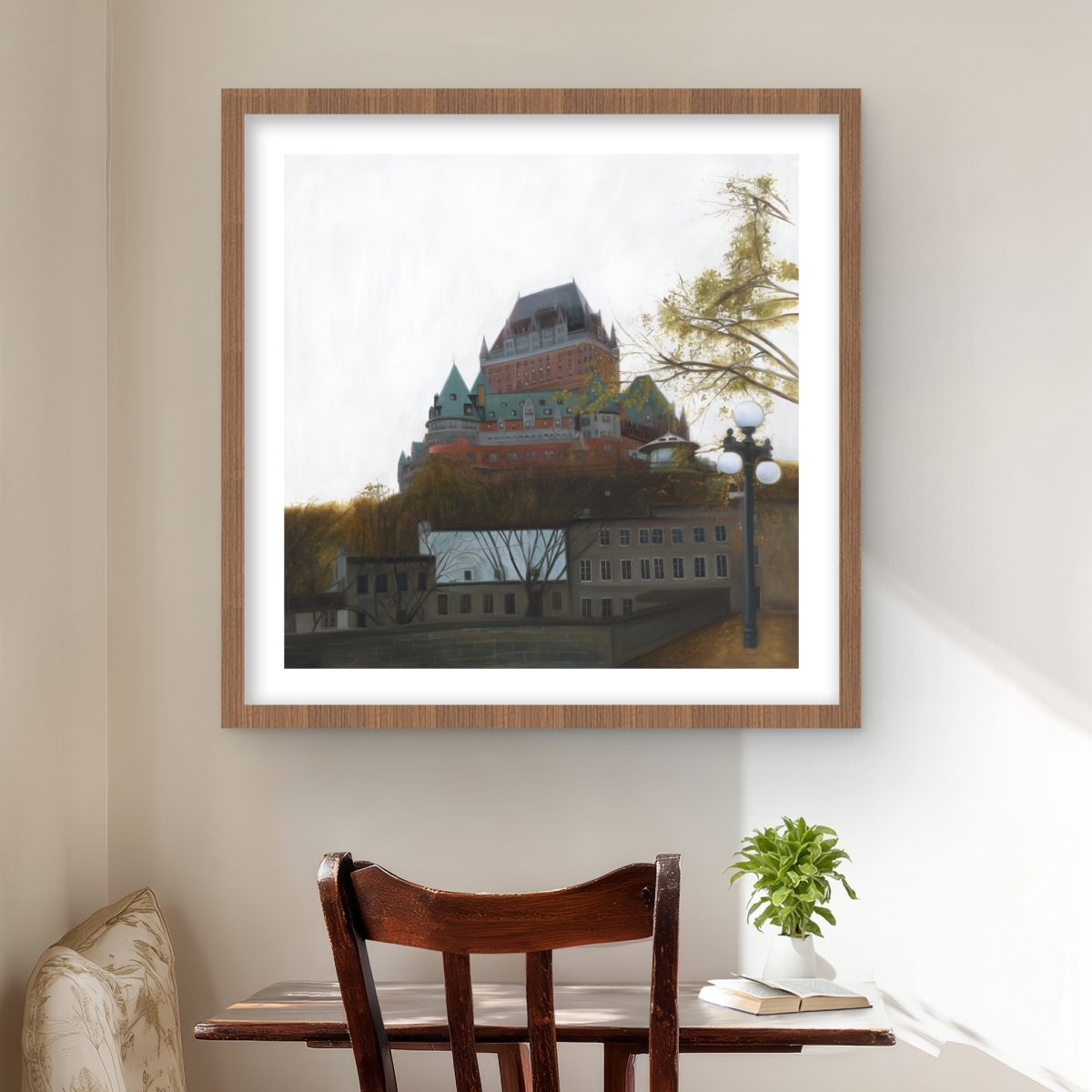 C1FM242471D3HL 24 x 24 in. Le Chateau De Frontenac in Autumn - Framed Matted Print