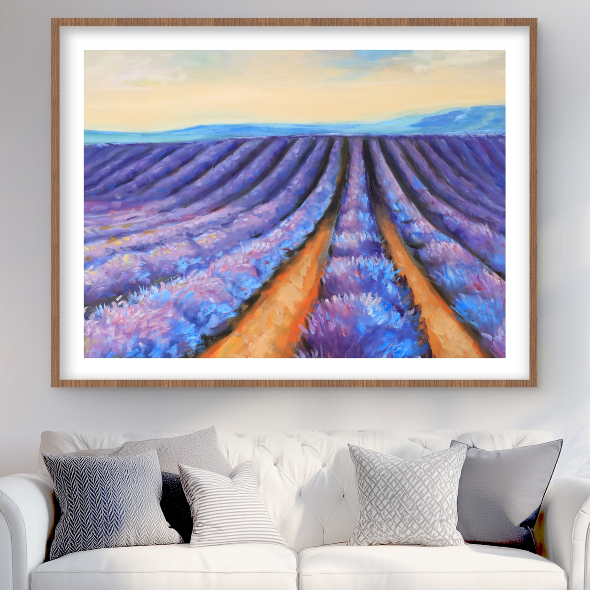 C1FM3648LI2AJW 36 x 48 in. Lavender Fields - Botanical Contemporary Framed Print Decor