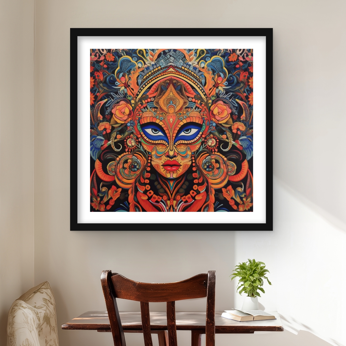 C1FM2424UFFDD8 24 x 24 in. Aztec Face - Abstract Framed Matted Print for Home Decor