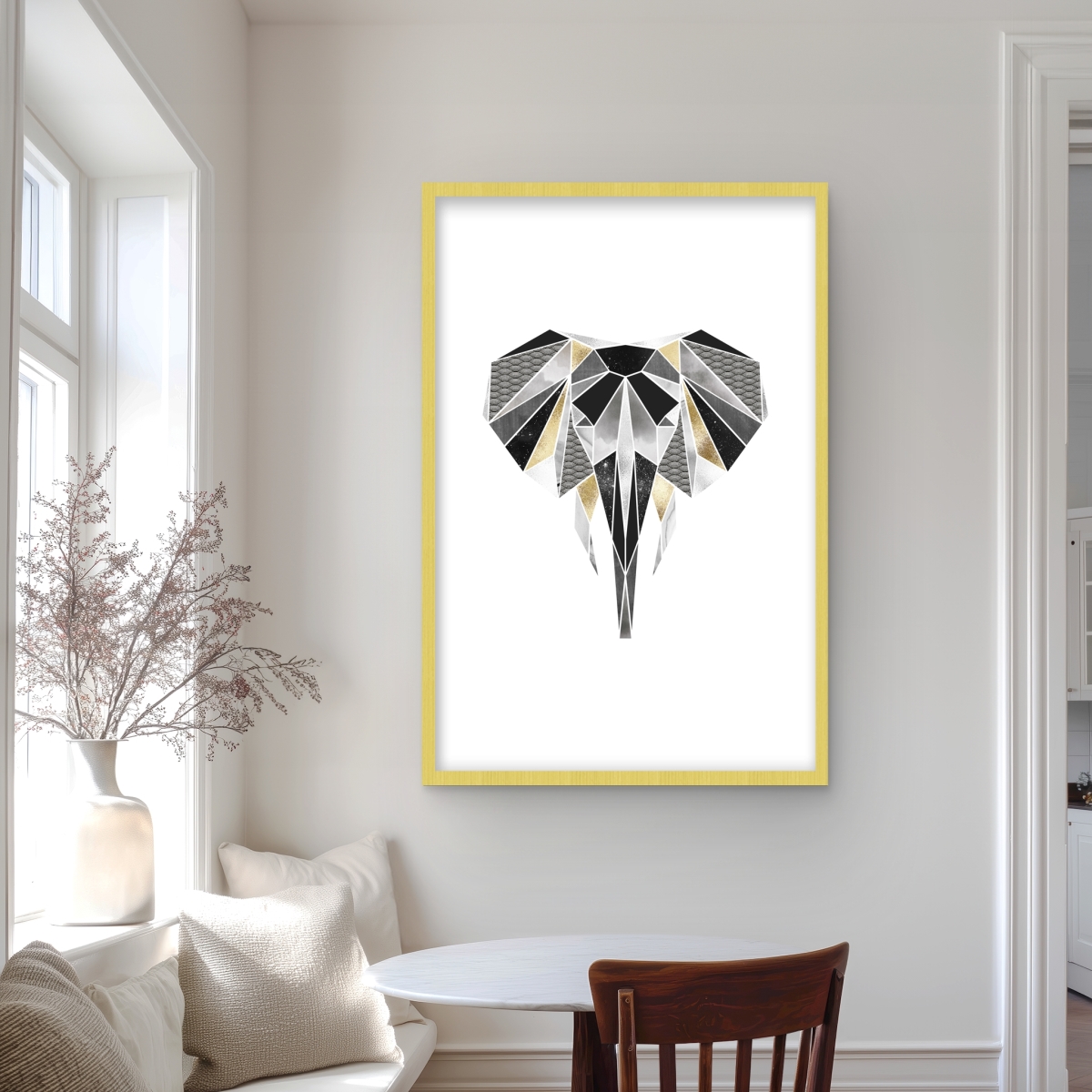 C1FM2436VKUA8D 24 x 36 in. Geometric Elephant Bathroom Print - Framed Matted Decor