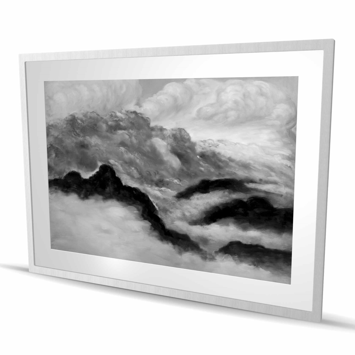 C1FM36489VRX1N 36 x 48 in. Gray Clouds - Mountains Bathroom Framed Matted Print Decor