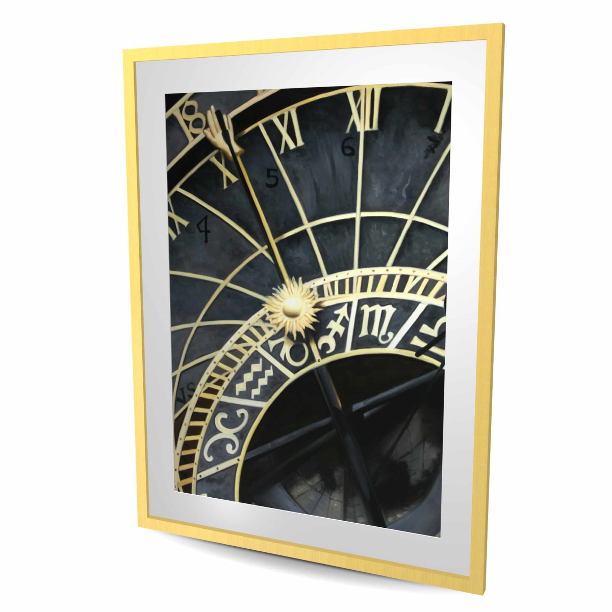 C1FM3648APYP09 36 x 48 in. Astrologic Clock - Earth & Galaxy Office Framed Print Decor