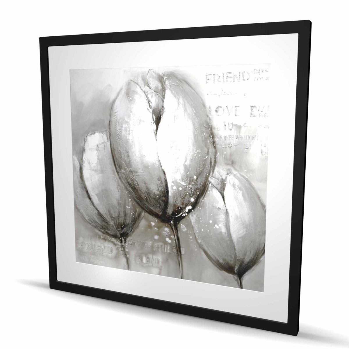 C1FM36365CLDBH 36 x 36 in. Three White Tulips - Framed Matted Print for Home Decor