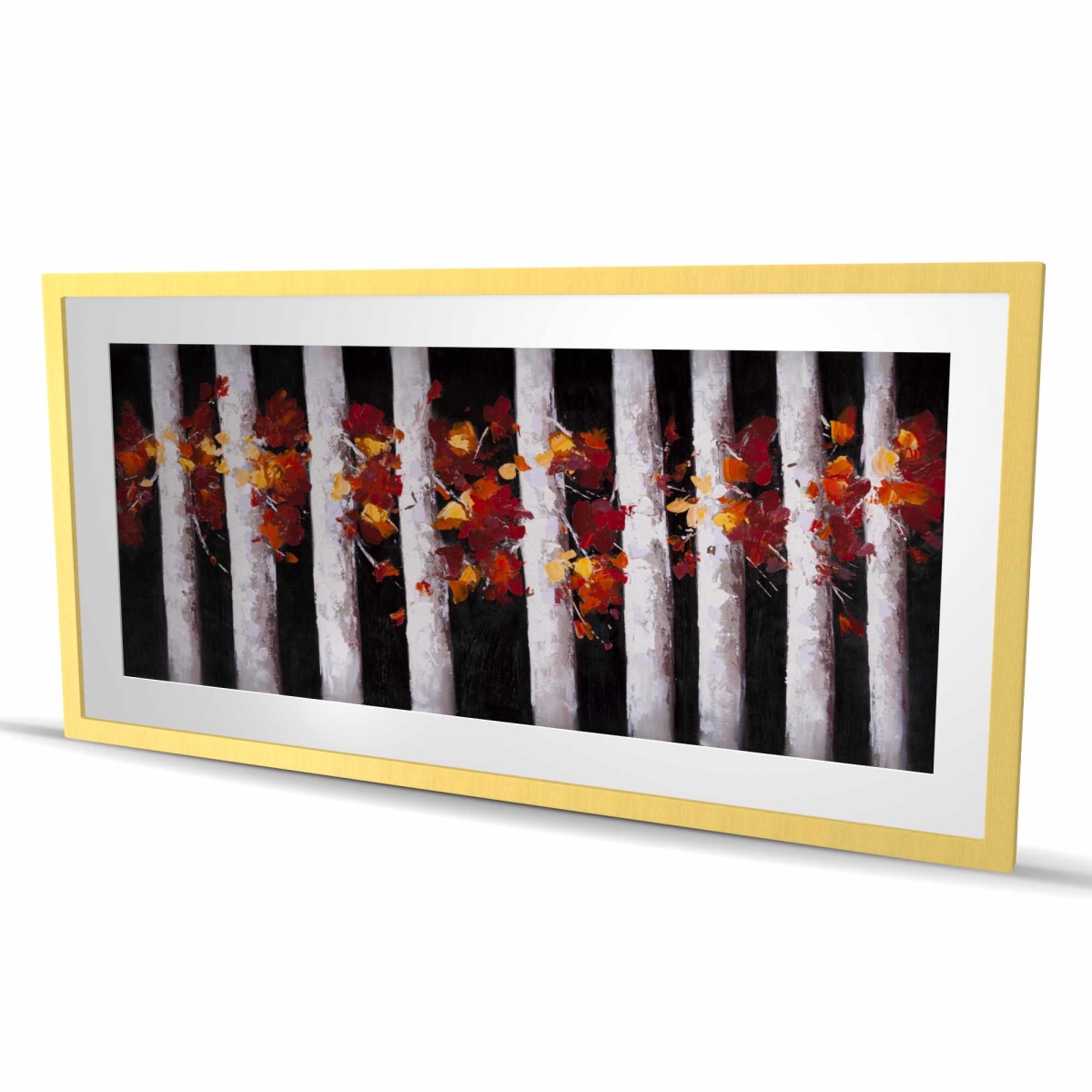 C1FM244818UBX1 24 x 48 in. Trees & Fall Leaves - Framed Matted Print for Home Decor