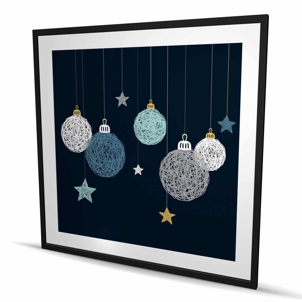 C1FM4848I6LA73 48 x 48 in. Christmas Ball Vector - Framed Matted Print for Home Decor