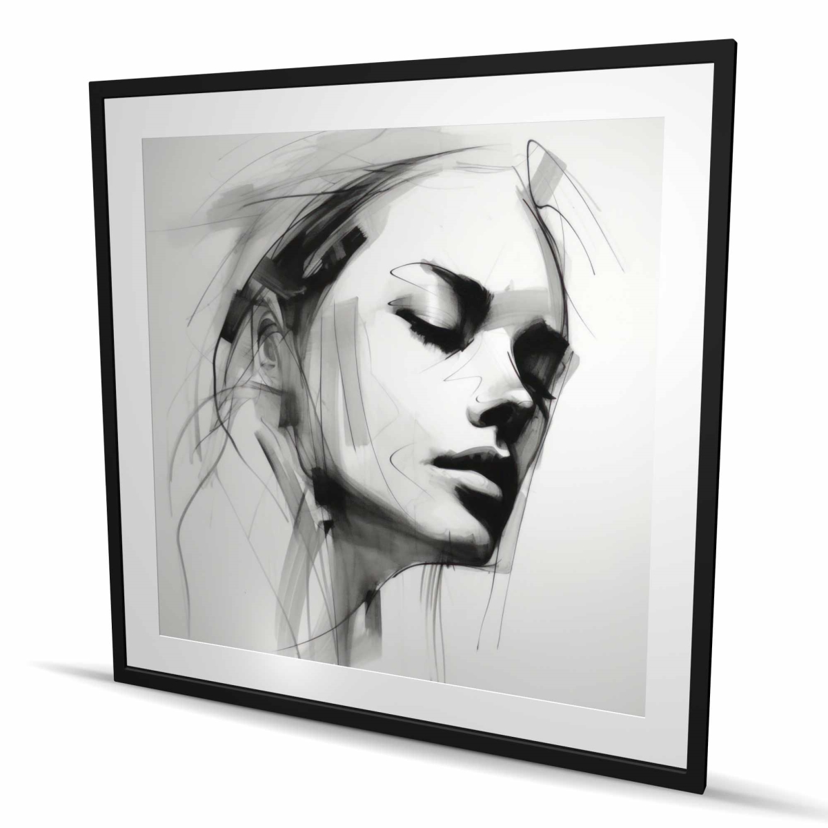 C1FM4848IEFS4I 48 x 48 in. Feminine Traits - Black & White Kitchen Framed Print Decor