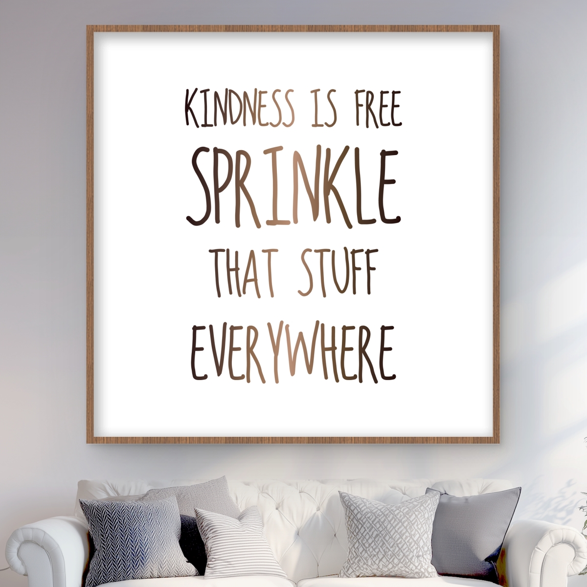 C1FM4848E4X1HM 48 x 48 in. Kindness Is Free Print - Brown Framed Matted Home Decor