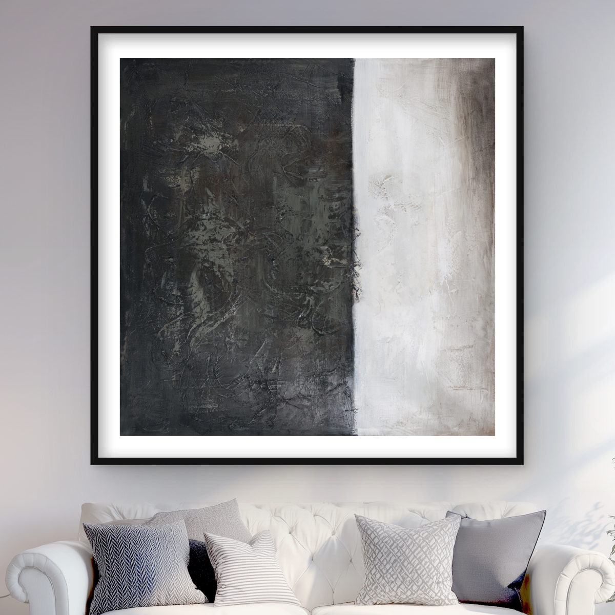 C1FM4848PUXTZ0 48 x 48 in. Abstract Shape - White Framed Matted Print for Home Decor