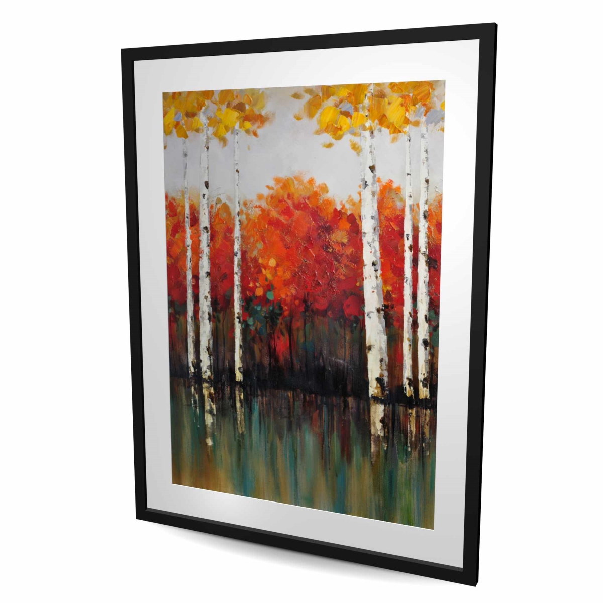 C1FM3648T9JCZ1 36 x 48 in. Birches by Fall - Framed Matted Print for Home Decor