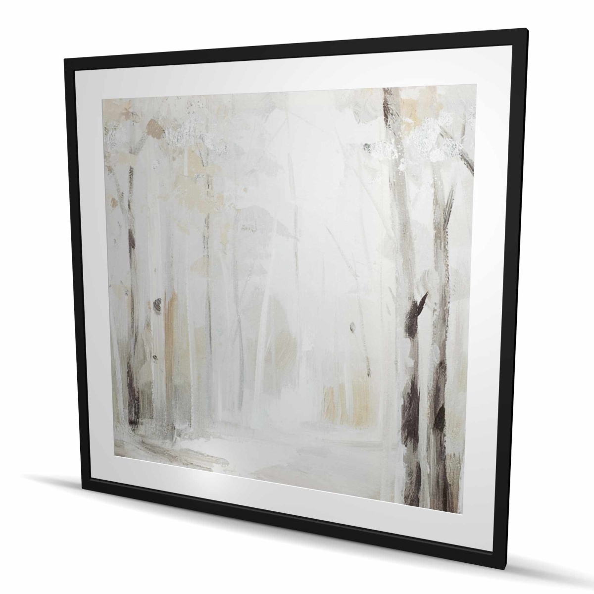 C1FM4848AGYU91 48 x 48 in. Winter Forest - Brown Trees Framed Matted Print - Home Decor