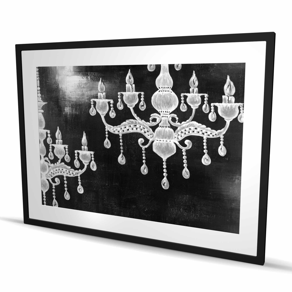 C1FM3648VZXQHI 36 x 48 in. White Chandeliers Still Life Print - Black Framed Decor