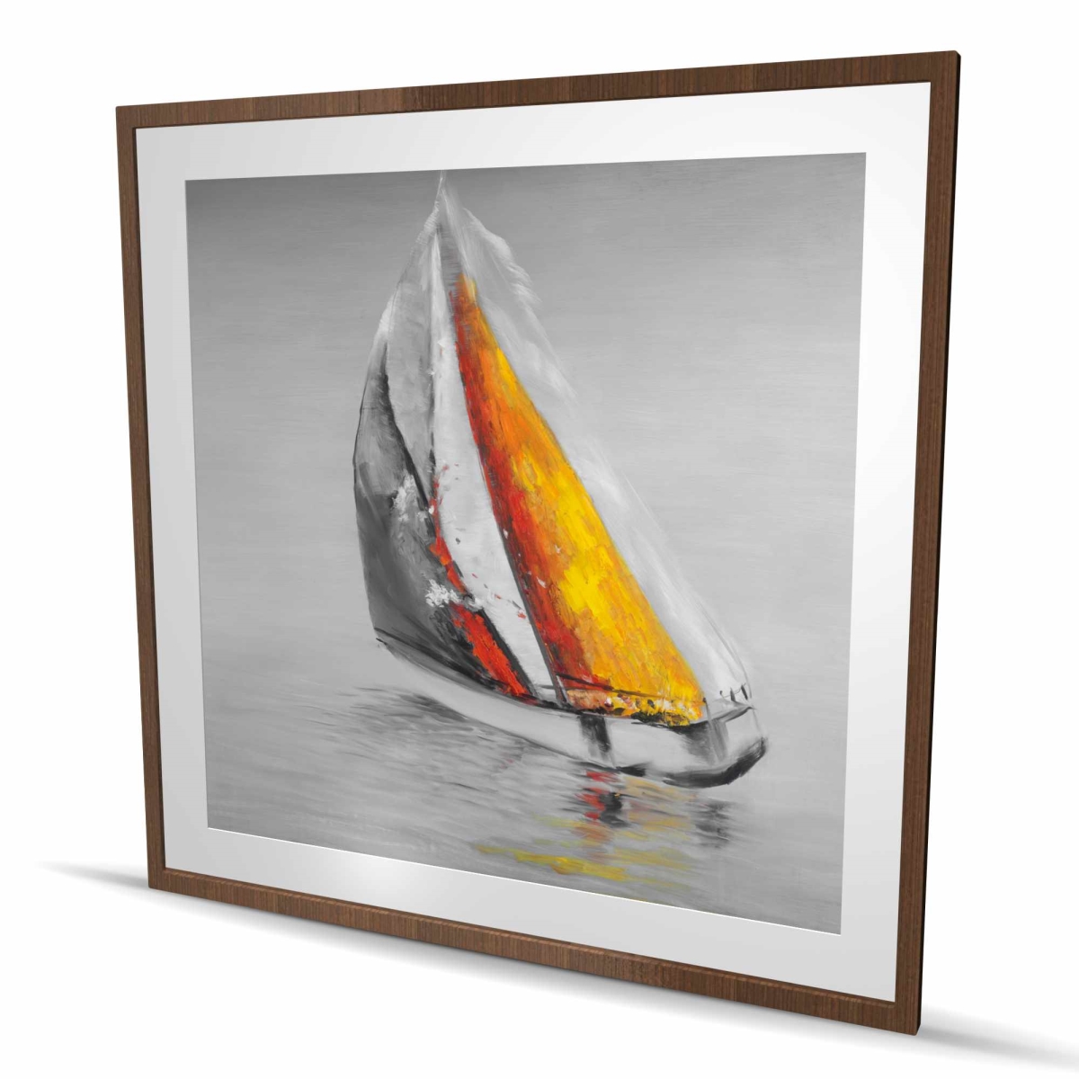 C1FM48488D1UCX 48 x 48 in. Two Colors Sailing Boat - Blue Framed Matted Print Decor