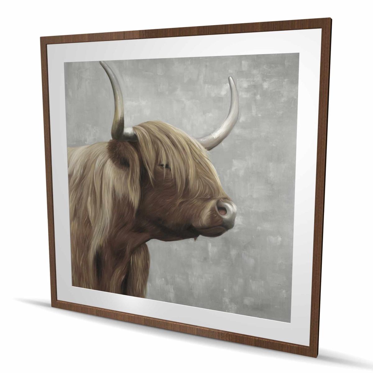 C1FM48481SO1EP 48 x 48 in. Beautiful Desaturated Highland Cattle - Black Framed Print
