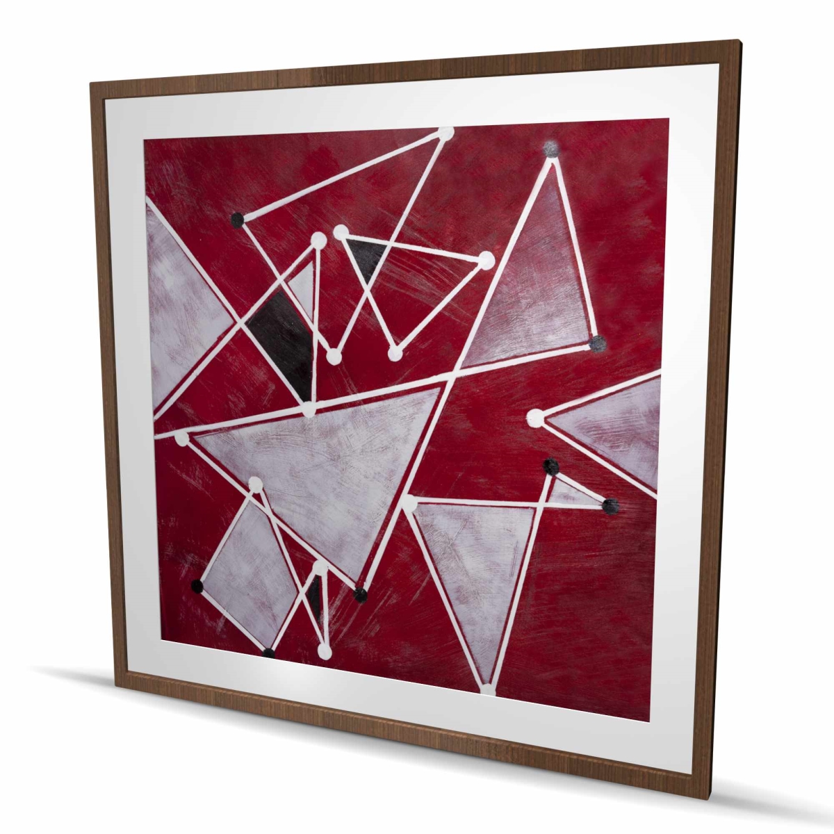 C1FM4848QWLVNJ 48 x 48 in. White Triangles on Red Background - Abstract Office Print