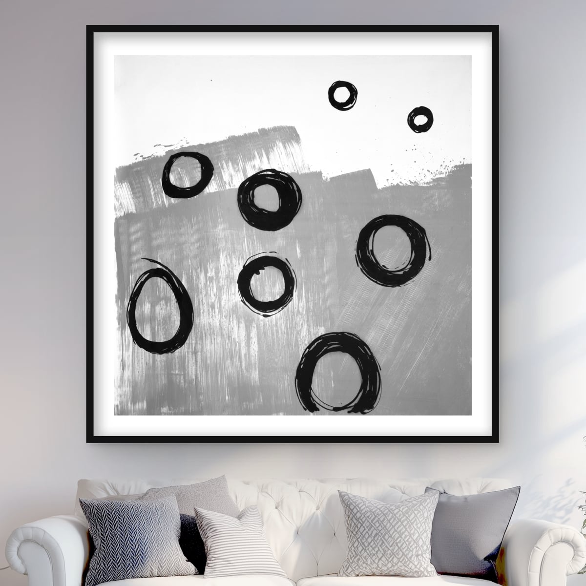 C1FM4848NKAS4P 48 x 48 in. Deconstructed Gray Office Framed Matted Print - Home Decor