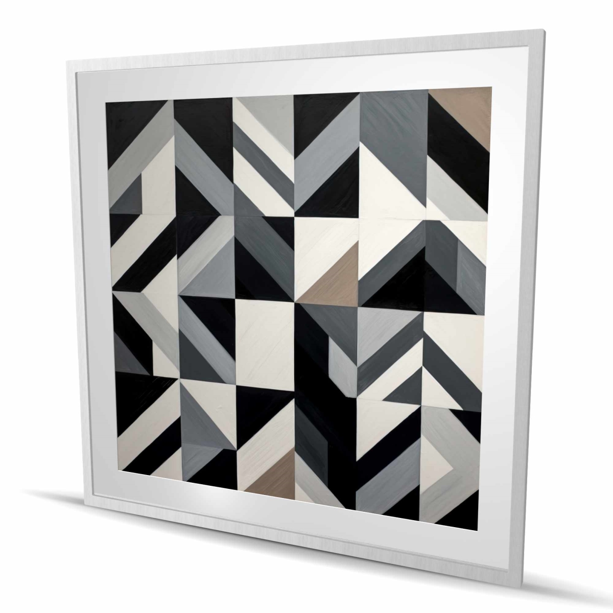C1FM4848PDBFV8 48 x 48 in. Grid - Gray Minimalist Framed Matted Print for Home Decor