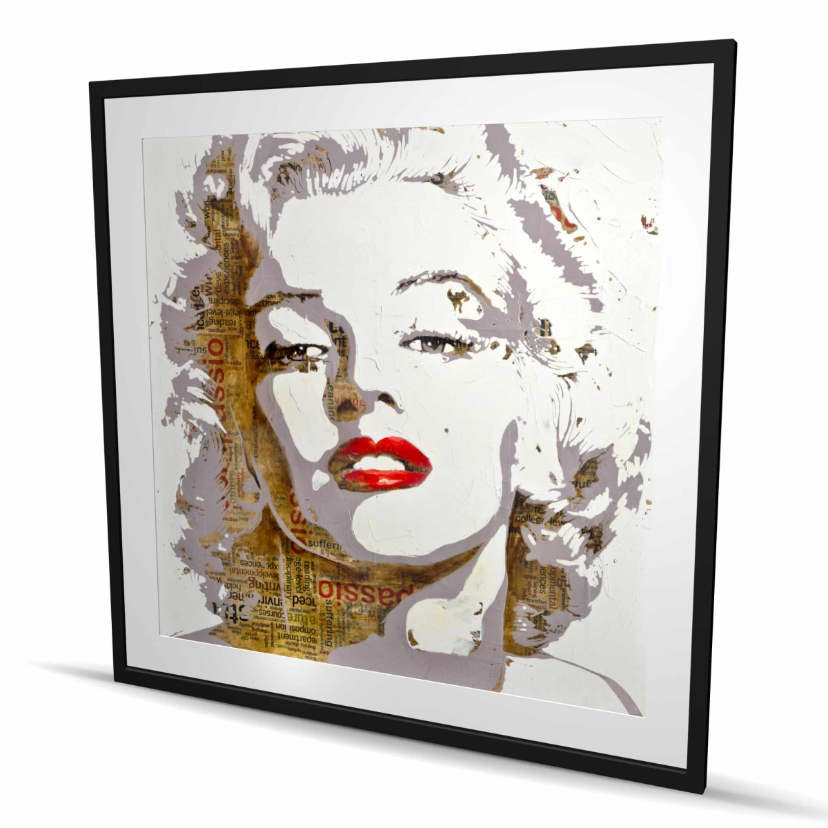 C1FM4848POJPKV 48 x 48 in. Marilyn Monroe Typography Vintage Framed Print - Home Decor