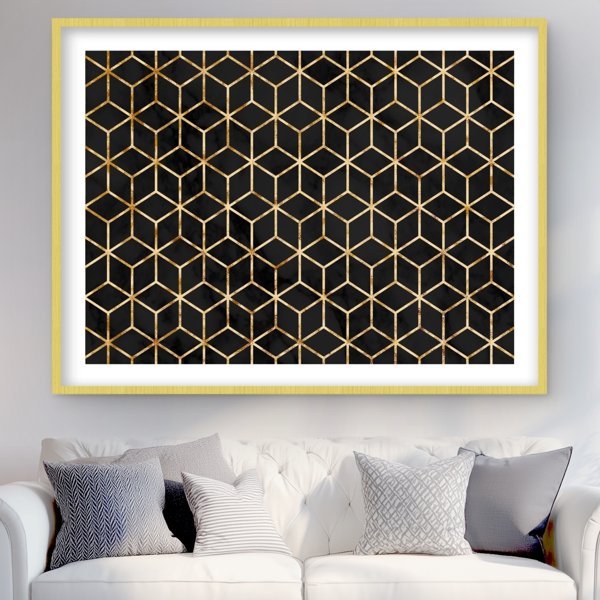 C1FM3648DHAM27 36 x 48 in. Symmetry - Pattern Black Framed Matted Print for Home Decor