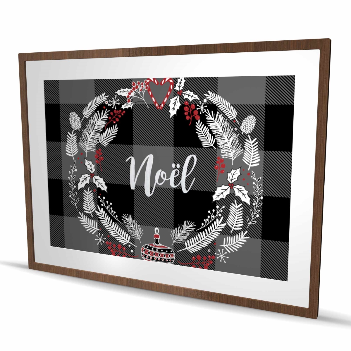 C1FM3648TEMPDO 36 x 48 in. Christmas Wreath Black Framed Matted Print for Home Decor