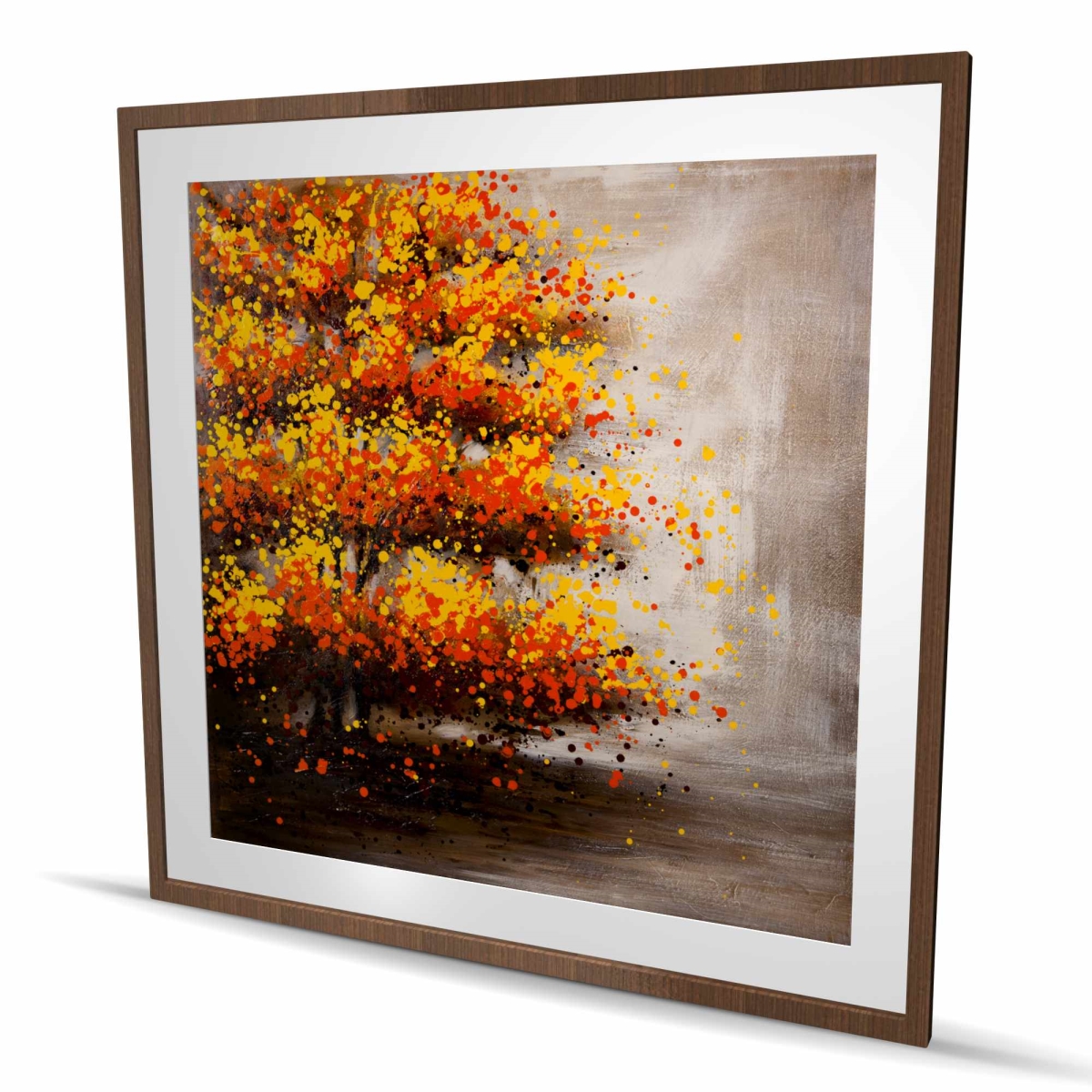 C1FM48484713V1 48 x 48 in. Dotted Tree - Contemporary Trees Framed Matted Print Decor