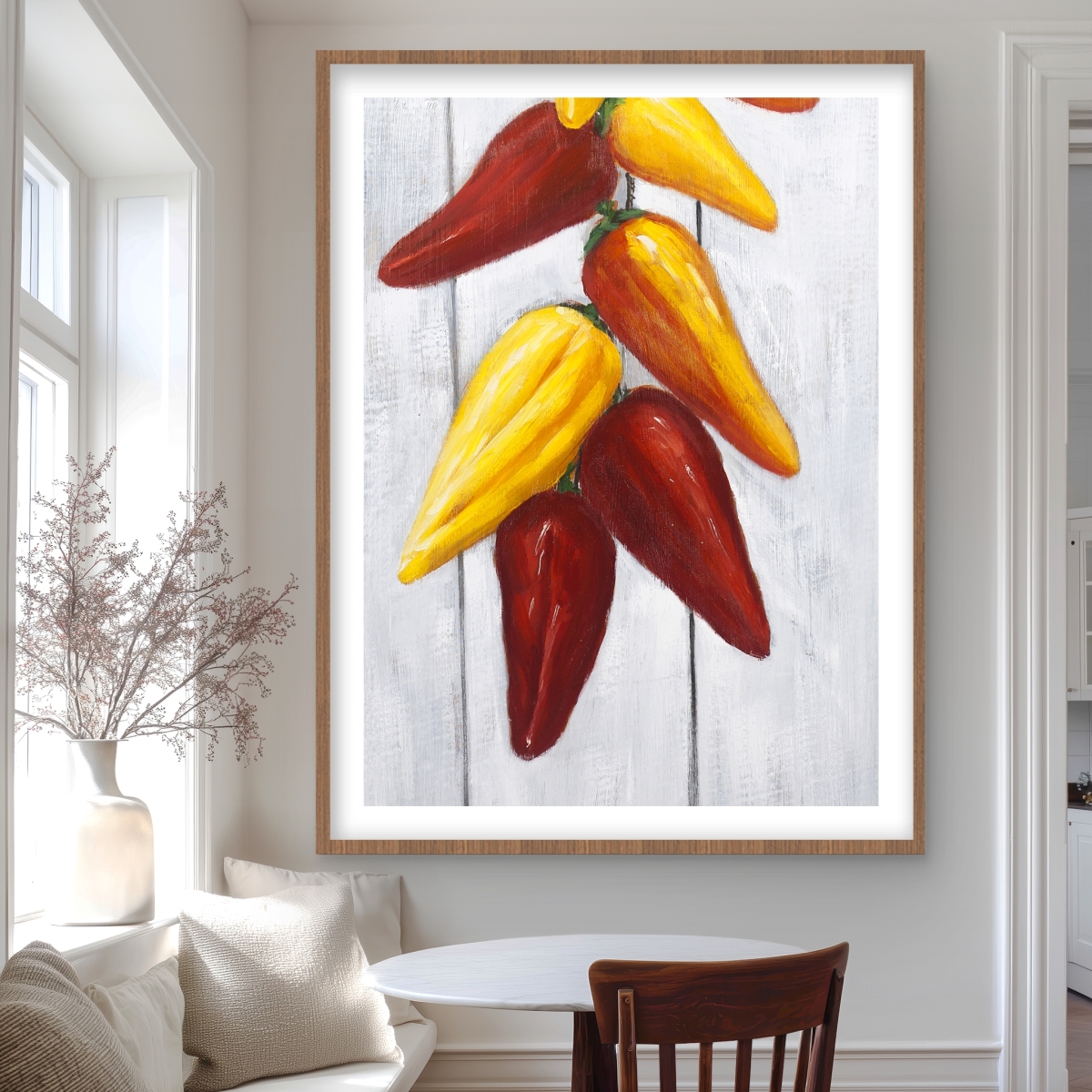 C1FM3648UR8A68 36 x 48 in. Rope of Chili Peppers - Red Still Life Framed Print Decor