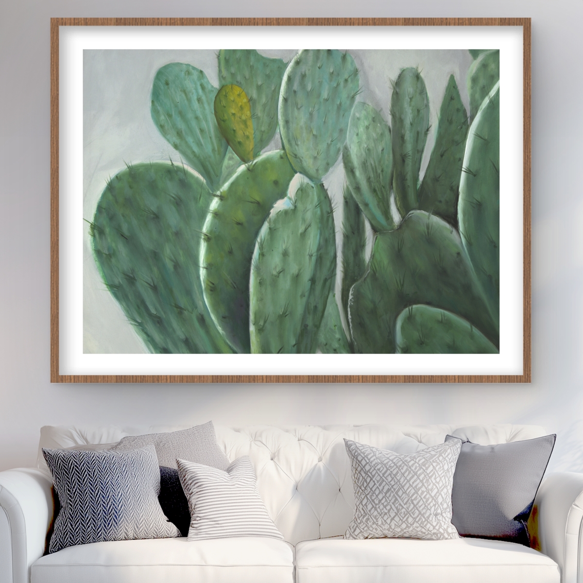 C1FM3648UV17P7 36 x 48 in. Paddle Cactus - Exotic Botanical Framed Matted Print Decor