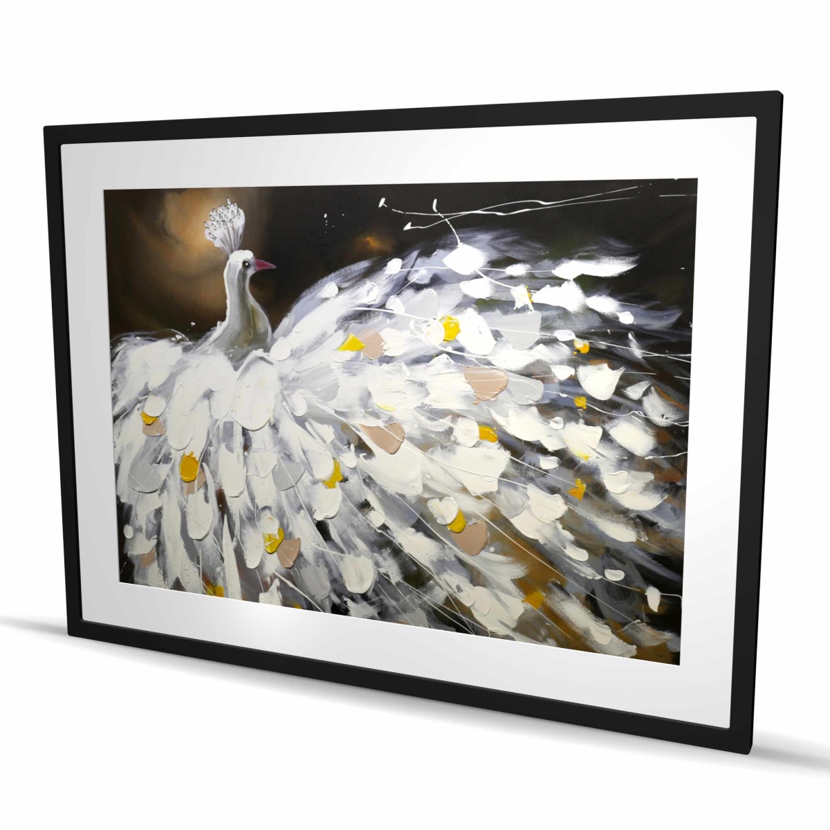 C1FM3648V72WLE 36 x 48 in. Abstract Peacock - Exotic Feathers Framed Matted Print Decor