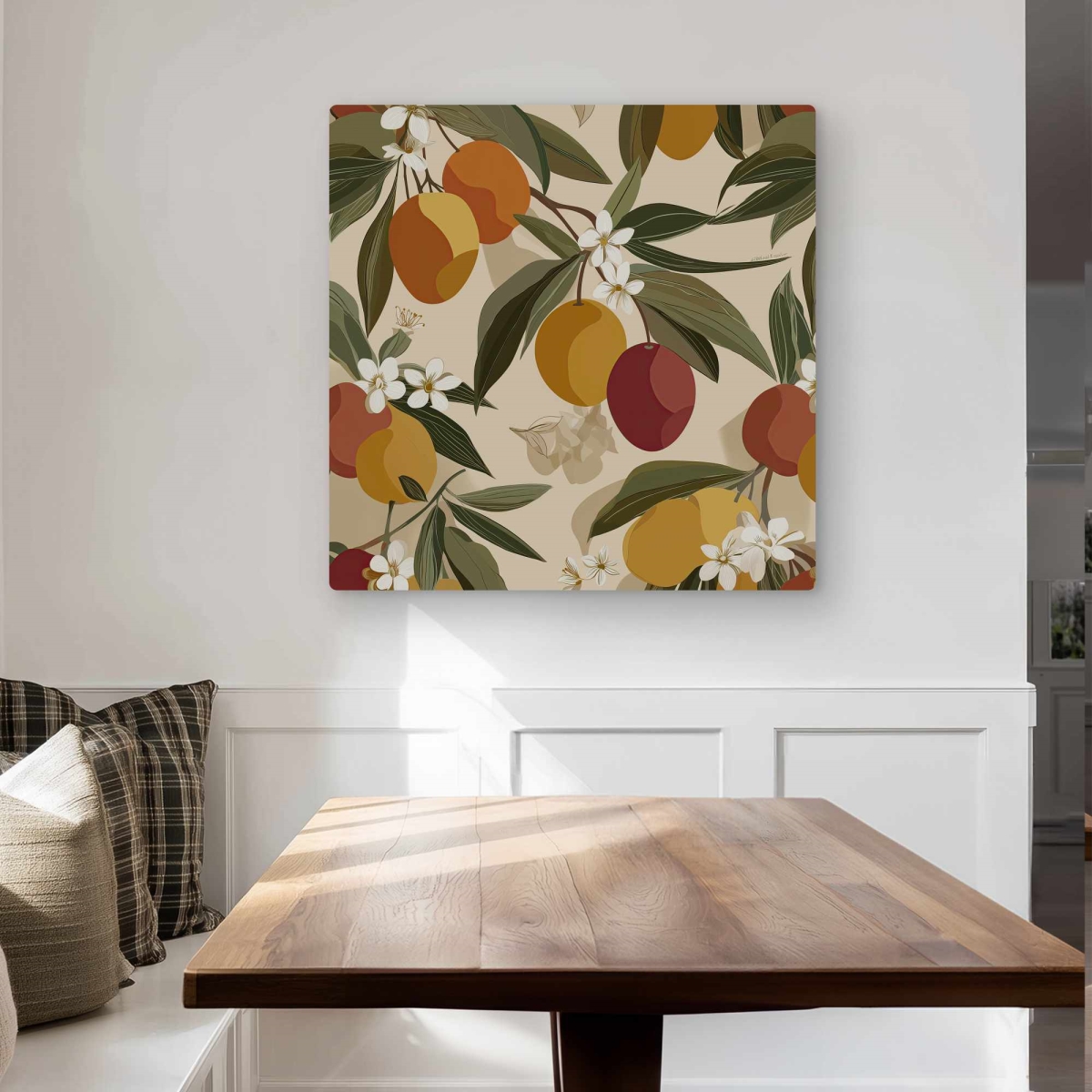 C1MP3232XBALTM 32 x 32 in. Hanging Fruits - Floral Orange Metal Print for Home Decor