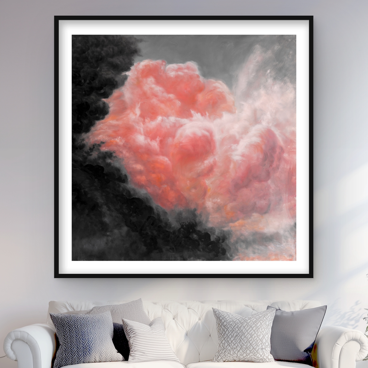 C1FM4848Z00C8P 48 x 48 in. Dark Clouds - Astronomy Space Landscape Framed Print Decor