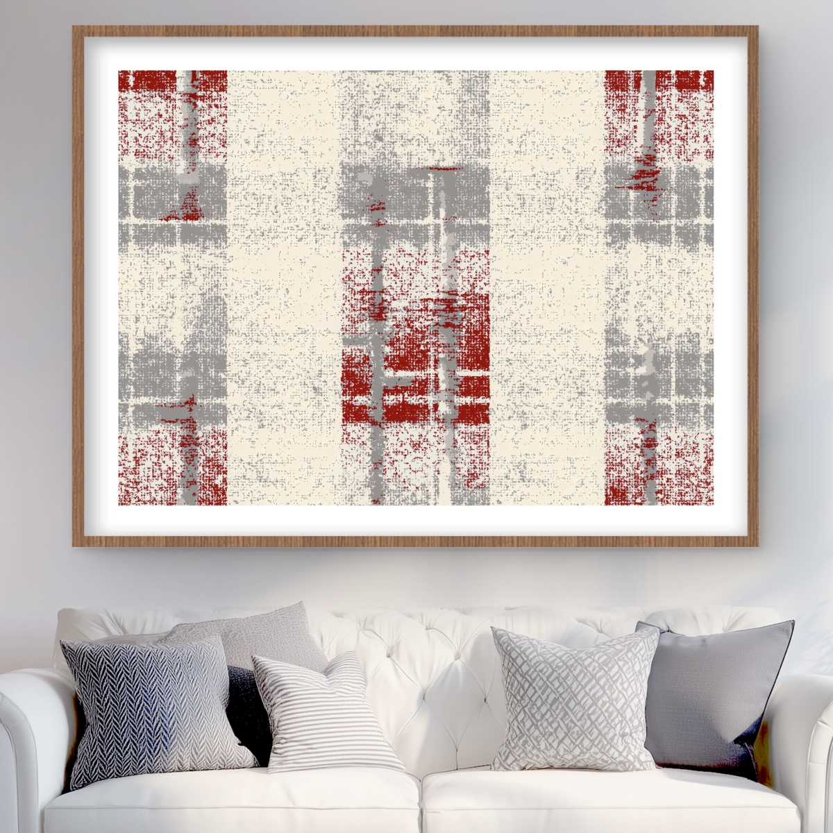 C1FM3648LXYSHA 36 x 48 in. Grunge Red Pattern - Gray Framed Matted Print for Home Decor