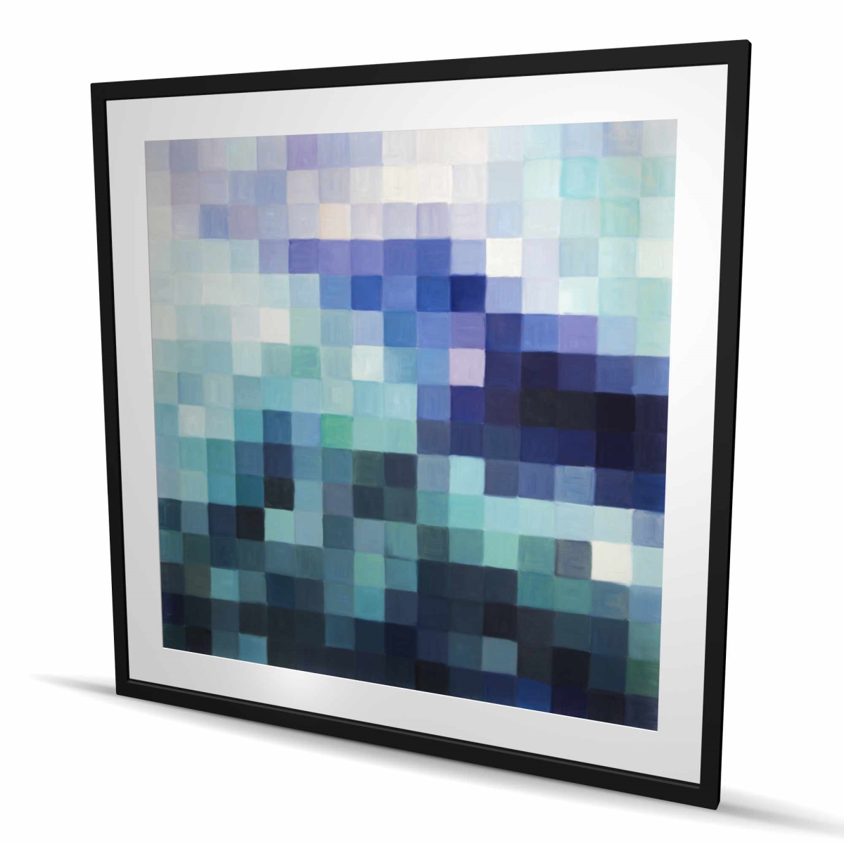 C1FM4848JEMSM8 48 x 48 in. Pixelized Landscape - Turquoise Bathroom Framed Print Decor