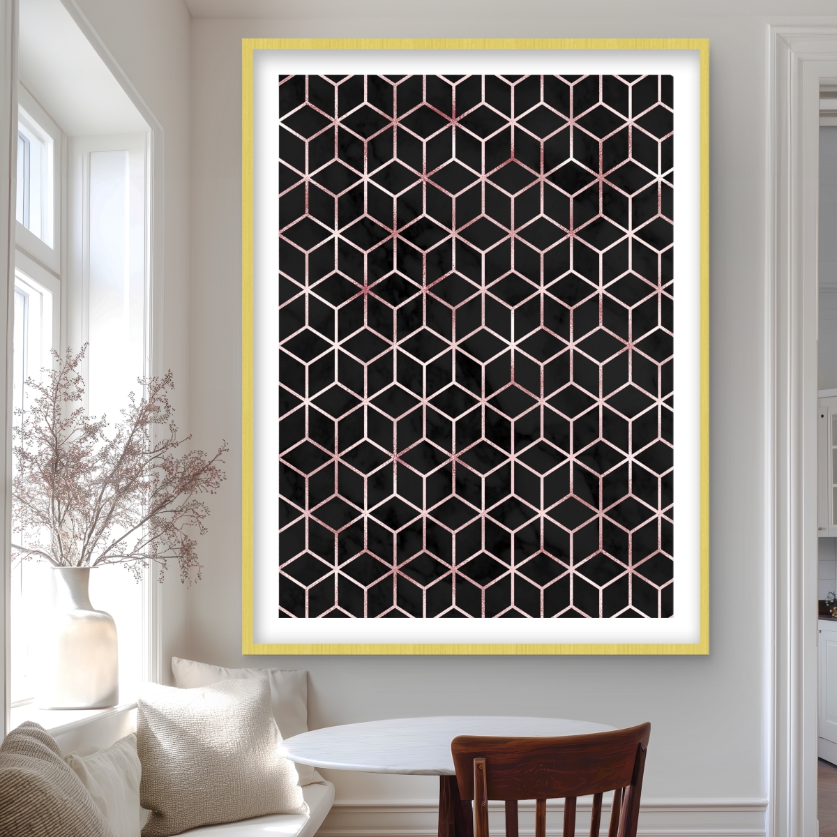 C1FM3648WWJPLA 36 x 48 in. Symmetry - Pattern Black Framed Matted Print for Home Decor